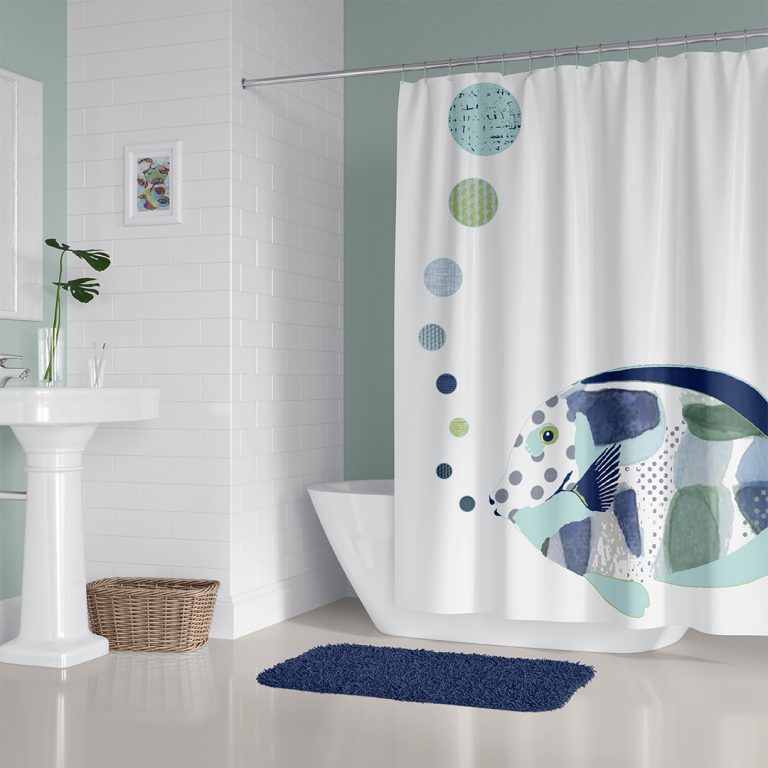 Fun Big Blue Fish shower Curtain