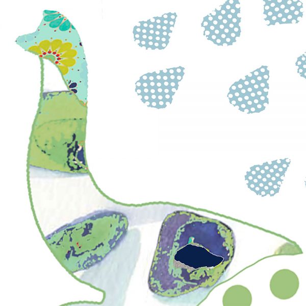 Close-up of blue happy elephant print on Ozscape Designs kids bath mat.