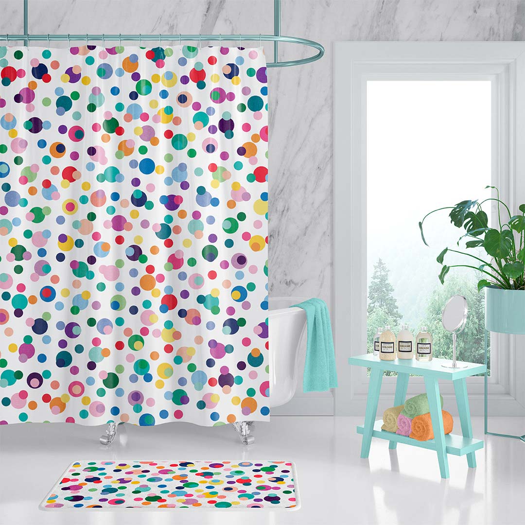 Circus Polka Dot Shower Curtain For Kids