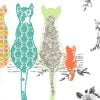 Close-up of cats on shower curtain