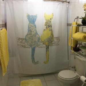 It looks fantastic, cheerful and unique! This is the second shower curtain I have bought from this store and I absolutely love this design.