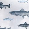 Close up of Blue Fish shower curtain details