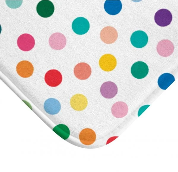 Close-up of Polka Dot Design on Kids Bath Mat