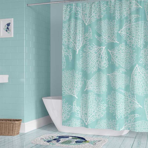 Gorgeous coastal turquoise coral shower curtain