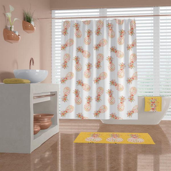 Playful Pineapple Shower Curtain with Water-Repellent Fabric - Ideal for Your Tropical Bathroom