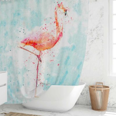 beautiful vivid tropical pink flamingo shower curtain