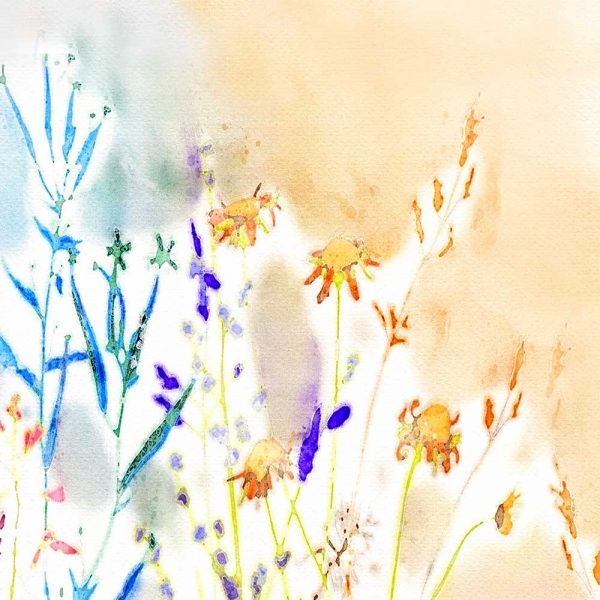 watercolor wildflower print for bath