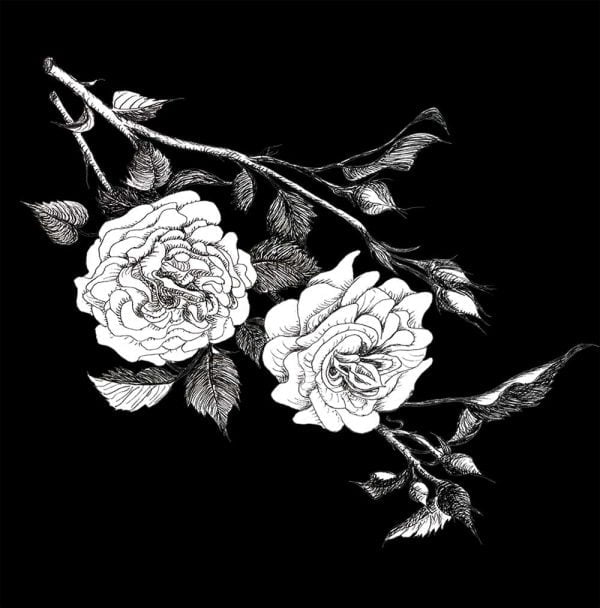 Choose from two sizes for this stylish black & white rose bath mat