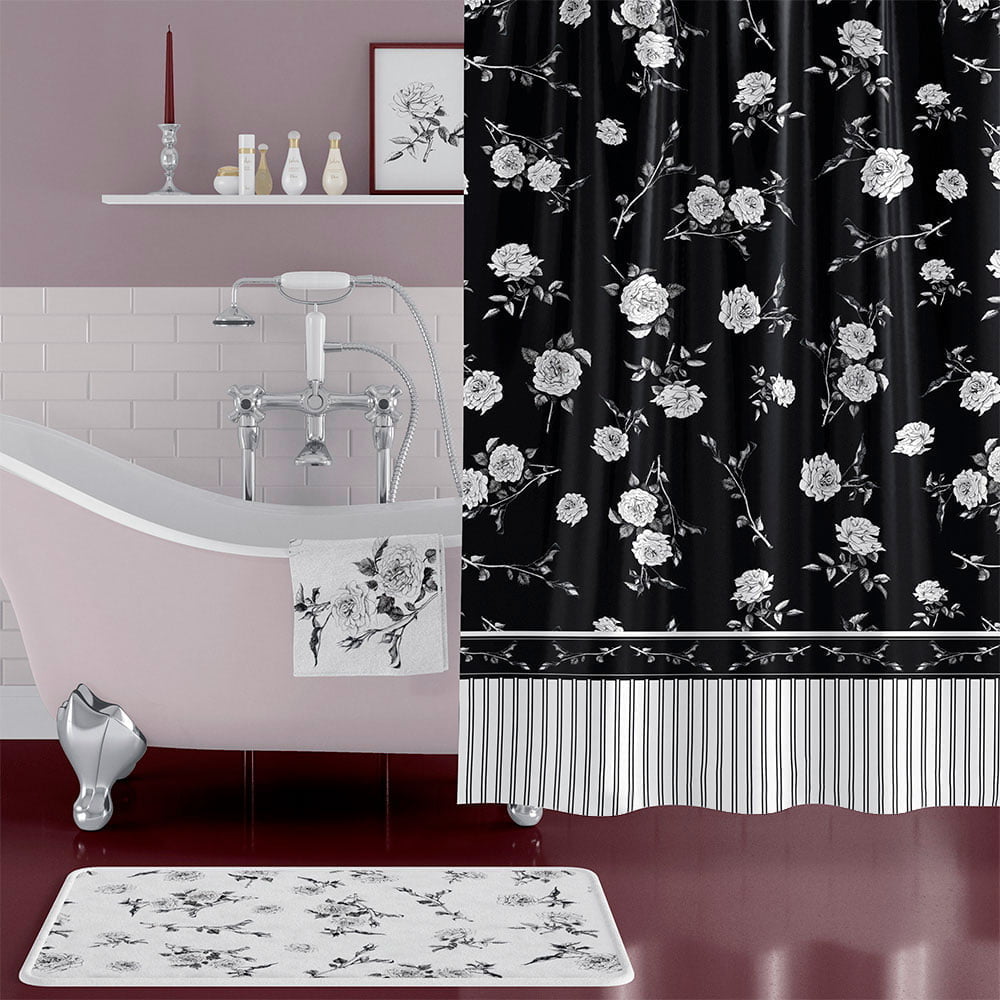 Elegant Floral Bathroom Decor - Mold & Mildew Resistant Shower Curtain