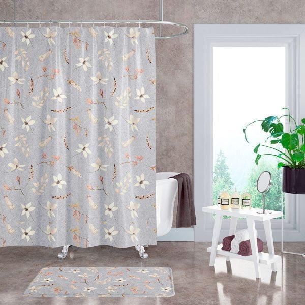 Bohemian Gray Floral Bath Decor