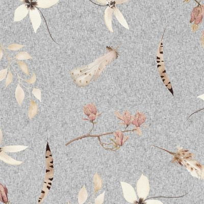 Floral print on Bathroom Curtain with Gray & White Florals