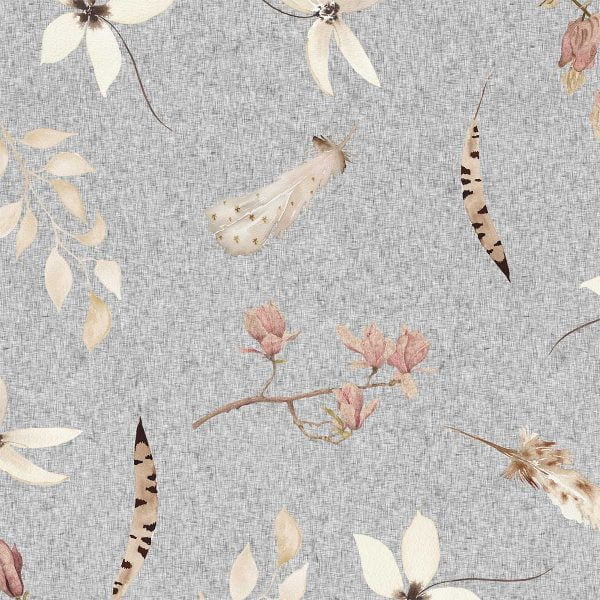 Floral print on Bathroom Curtain with Gray & White Florals