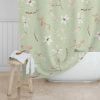 Green Floral Boho Shower Curtain