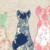 Bathroom Shower Curtain with Cats and Blurred Rose Floral Design
