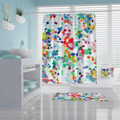 Abstract and playful shower curtain for a pop of color in your bathroom.