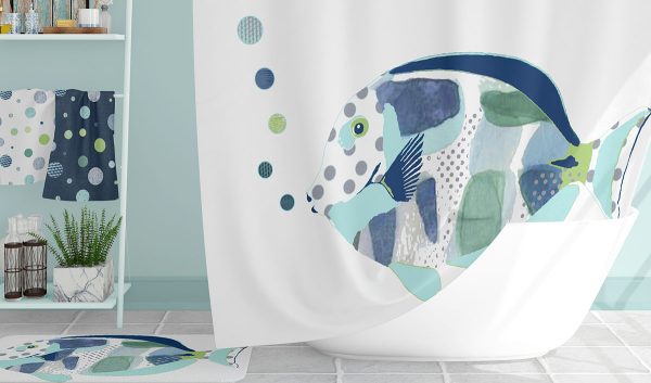 Fun Bathroom Decor for kids with Water-Repellent Fabric shower curtain