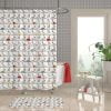 Colorful shower curtain for kids with umbrella print, water-resistant.