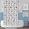 Kids bathroom shower curtain set with fun umbrella print, water-resistant.