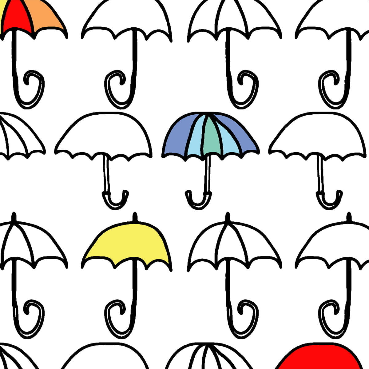 Children's bath mat with multicolored umbrellas,
