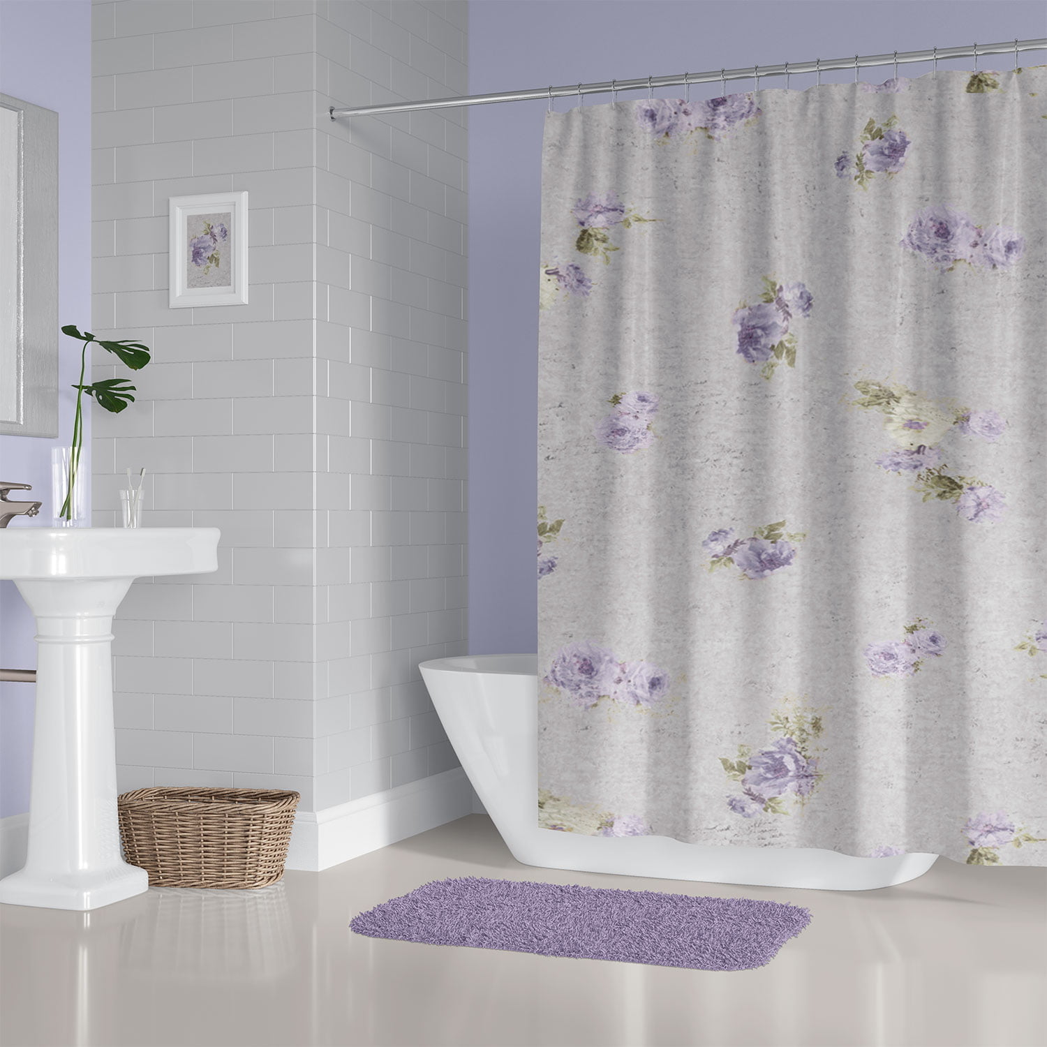 Lavender Rose Floral Shower Curtain