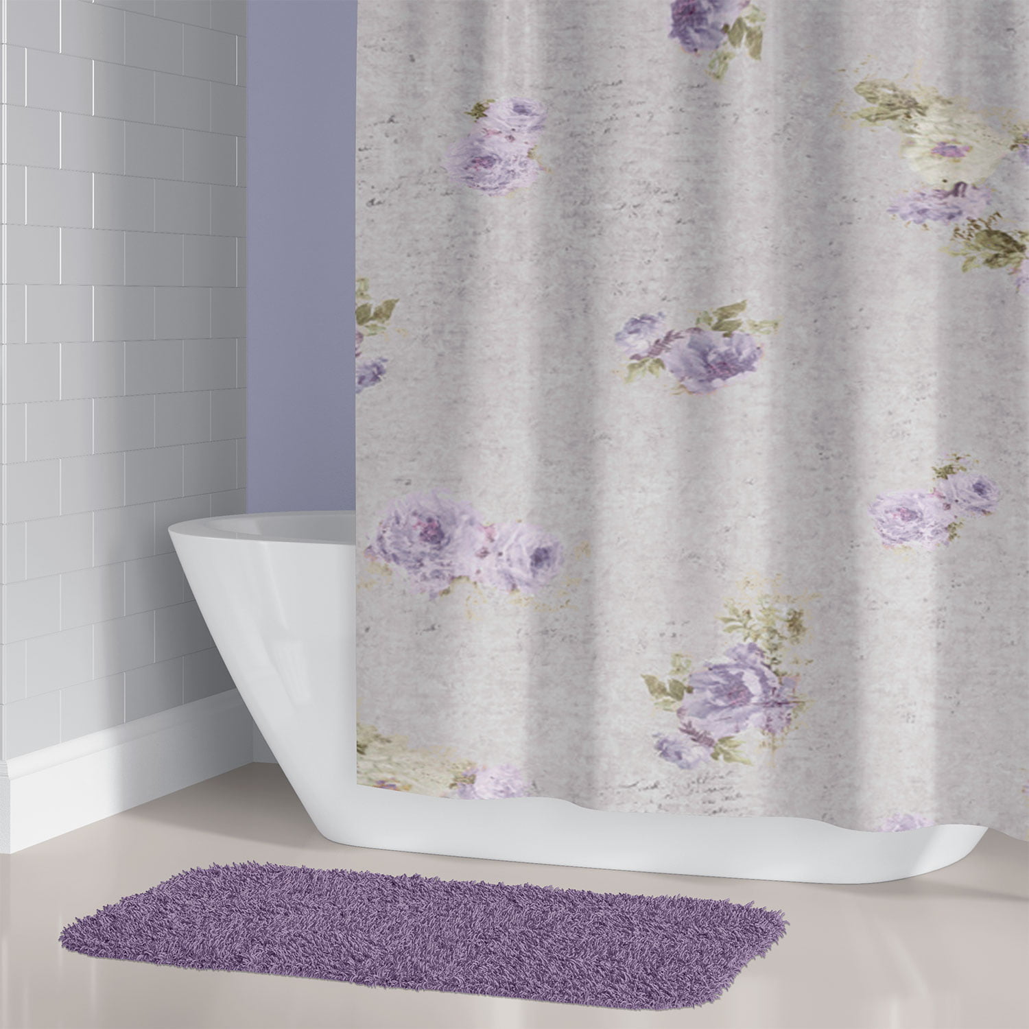 Elegant Lavender Bathroom Floral Shower Curtain