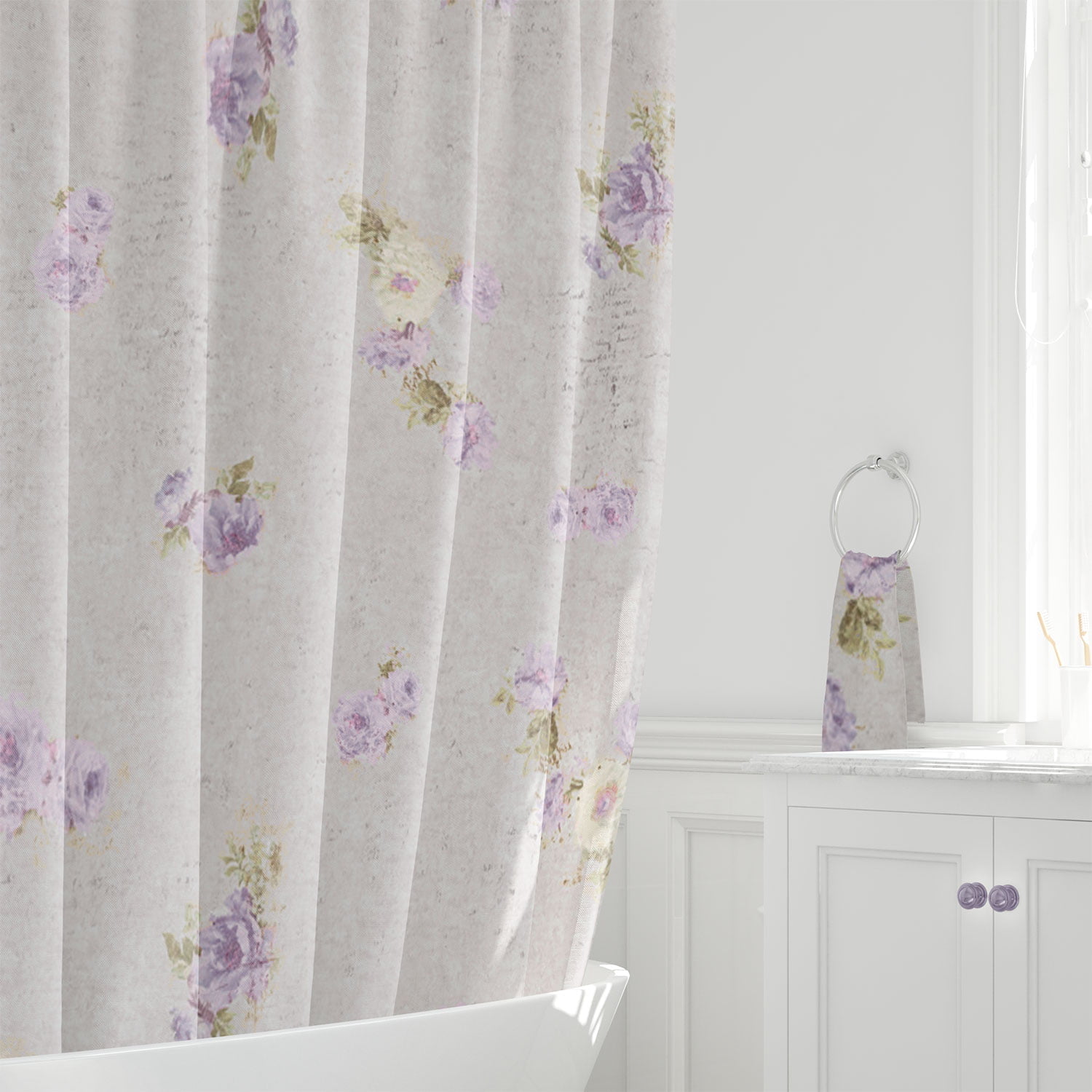 Lavender Rose Floral Shower Curtain