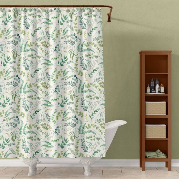 Nature-Inspired Green Shower Curtain with Standard Size