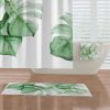 Palm leaves bathroom shower curtain accessory with green watercolor print