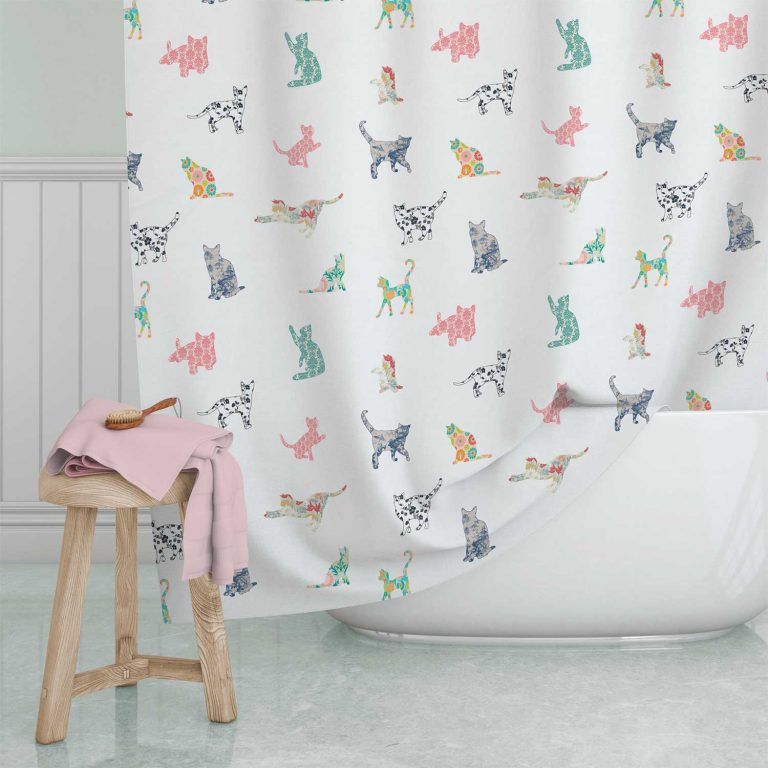kids bathroom cat shower curtain