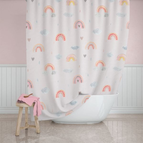 pink rainbow shower curtain