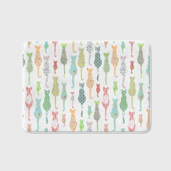 Fun Country Farmhouse Cats Bath Mat For Kids Pastel BAthroom