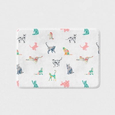 patchwork cats bath mat for little girls bathroom