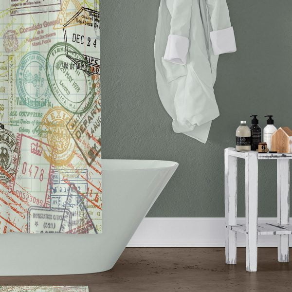 Rustic shower curtain for small bathroom
