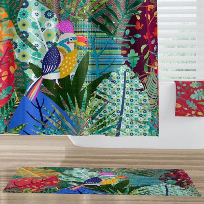 Fun Tropical Shower Curtain with Jungle Bird Design for Kids' Bath Time