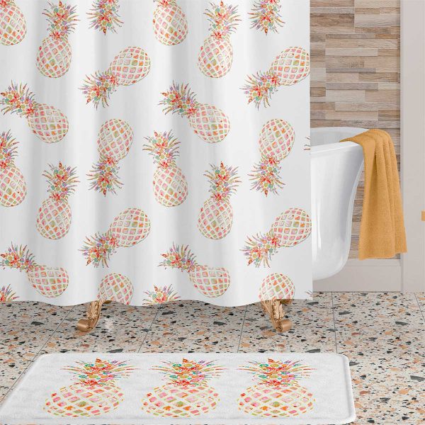 Pineapple Shower Curtain with Water-Repellent Fabric - Tropical Vibe for Your Bathroom