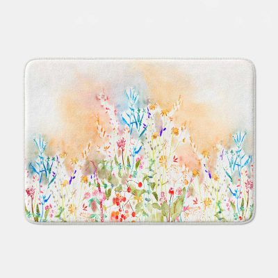 Non Slip Memory Foam Bath Mat with Soft & Dreamy Wildflower Floral