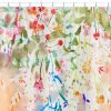 colorful wildflower watercolor printed fabric shower curtain