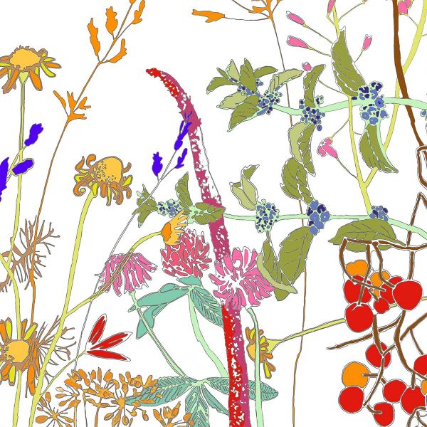 Colorful Wildflowers Print Shower Curtain - Durable Polyester