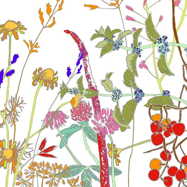 Colorful Wildflowers Print Shower Curtain - Durable Polyester