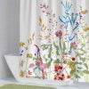 washable wildflower floral shower curtain with mold free water repellent fabric