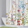 washable wildflower floral shower curtain with mold free water repellent fabric