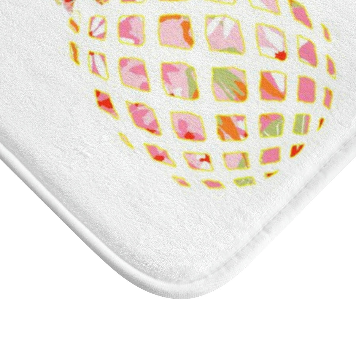 Non - Slip White Bath Mat with Three Tropical Abstract Pineapples - Image 3
