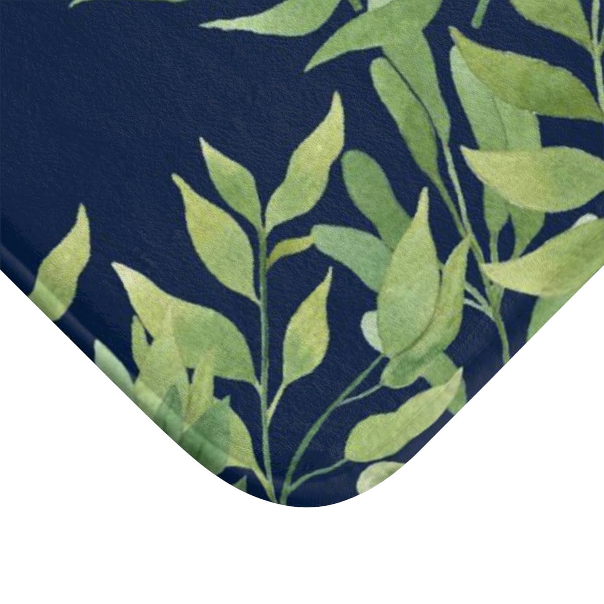 Blue And Green Bathroom Leaves Bath Mat - Unique Botanical Bathroom Decor - Image 4
