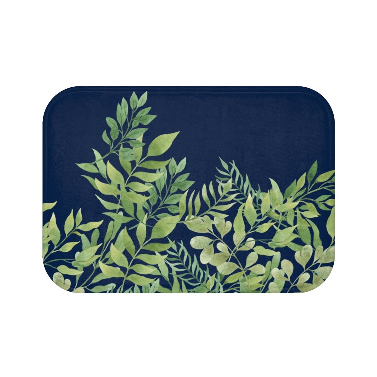 Blue And Green Bathroom Leaves Bath Mat - Unique Botanical Bathroom Decor - Image 6