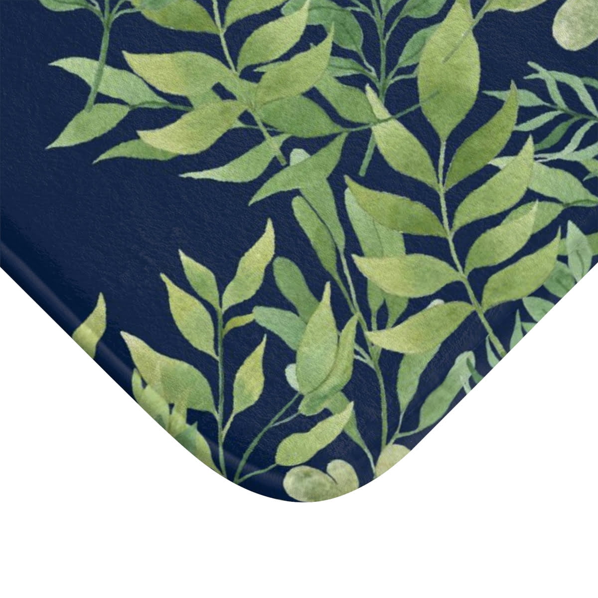 Blue And Green Bathroom Leaves Bath Mat - Unique Botanical Bathroom Decor - Image 3