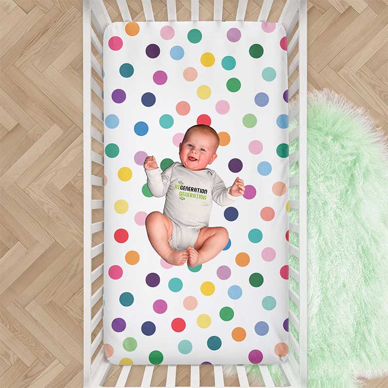 colorful polka dot fitted crib sheet for baby nursery