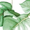 watercolor palm leaves artwork on bathroom mat