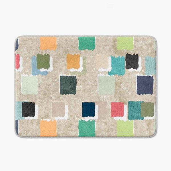 gemetric-beige non slip bath mat