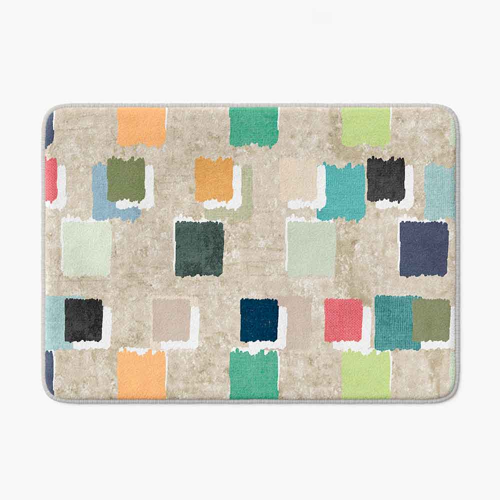 gemetric-beige non slip bath mat