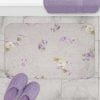 Floral Bath Mat With Gray Lavender Rose Print